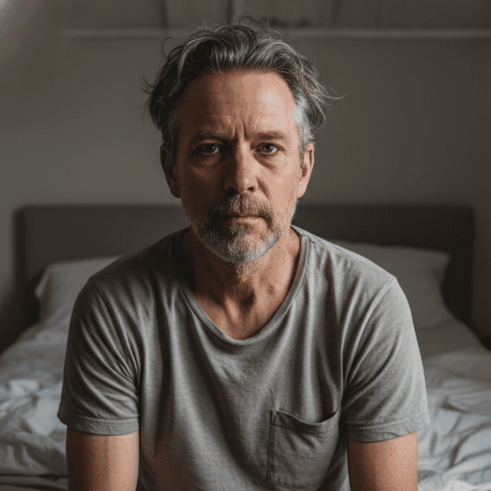 Life before SleepEase Pro: exhausted and sleeping apart