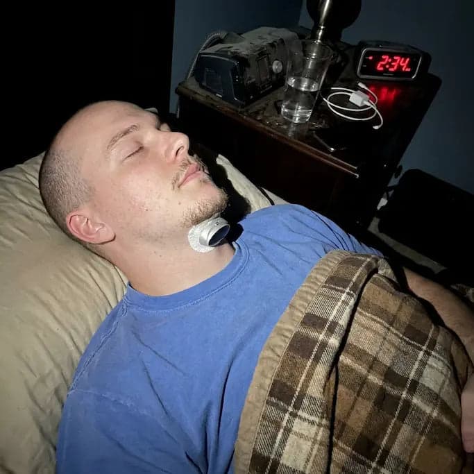 Sleeping peacefully with SleepEase Pro, CPAP machine set aside